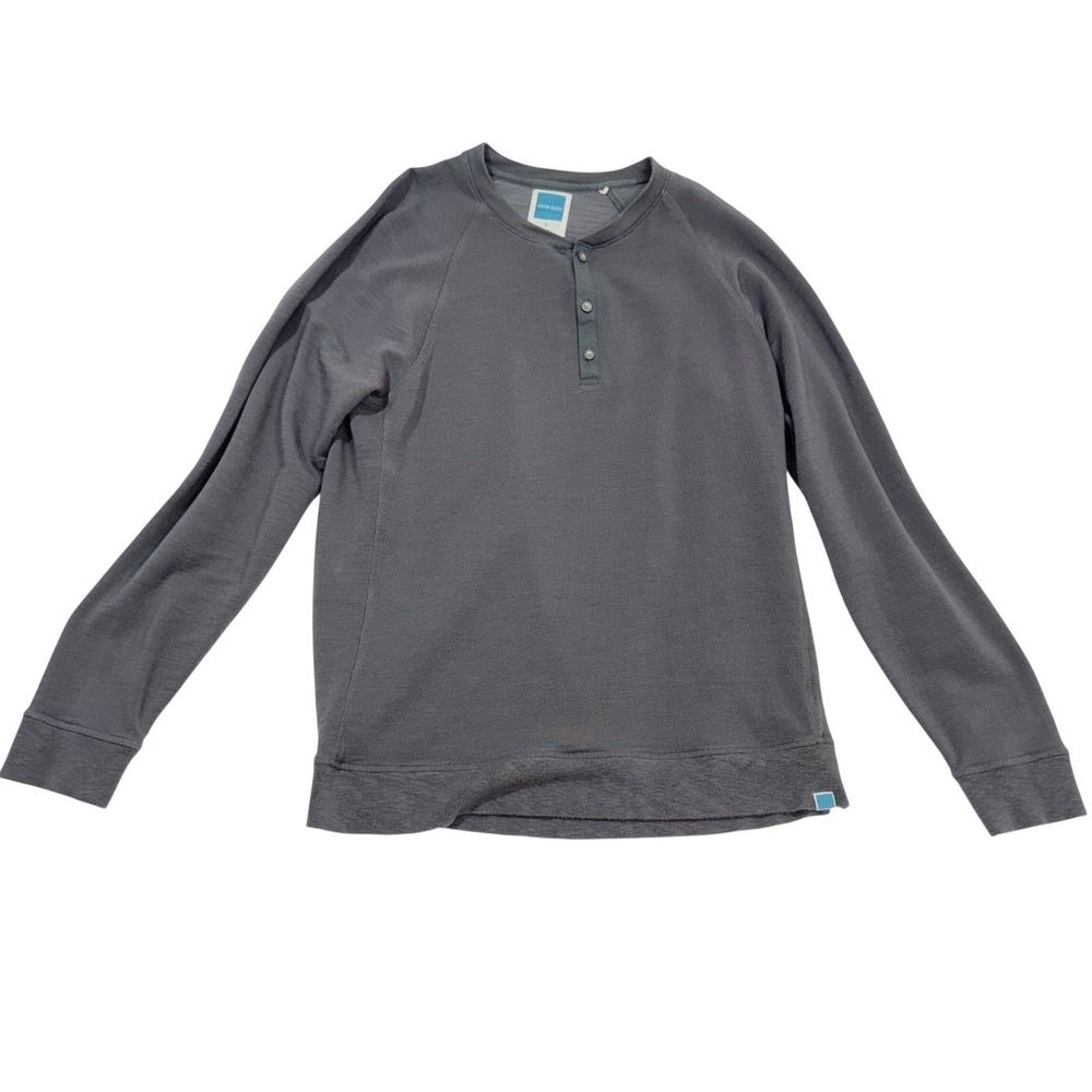 Jason‎ Scott Mens Large Grey Modal Cotton French Terry Henley Pullover
